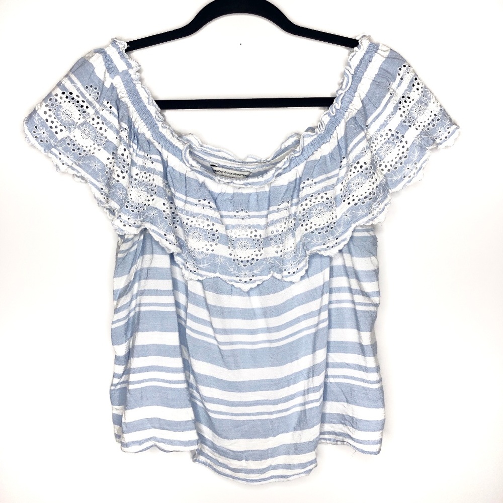 American Eagle Blue & White Striped Top